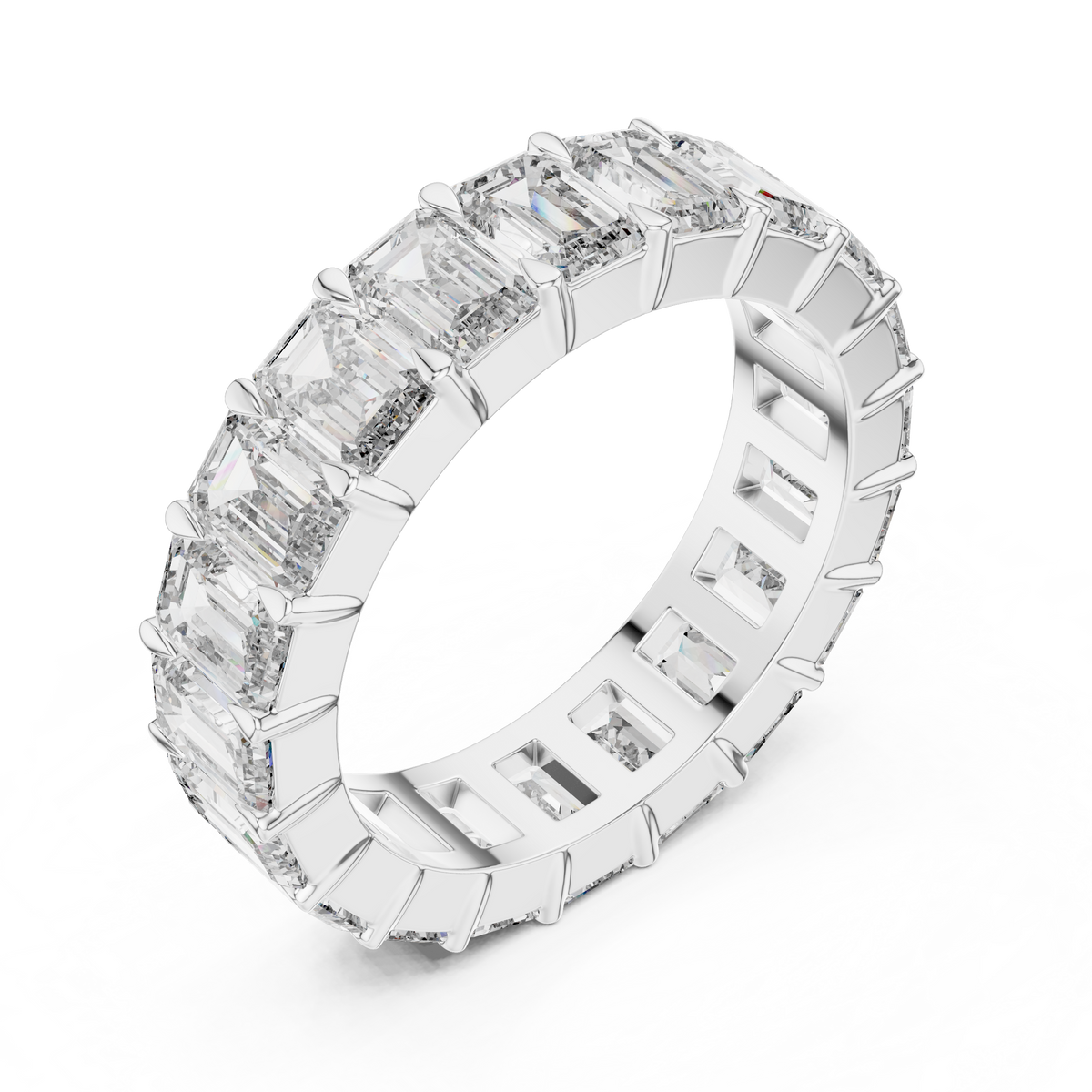 5.64ct TW Emerald Lab-Grown Diamond Eternity Ring