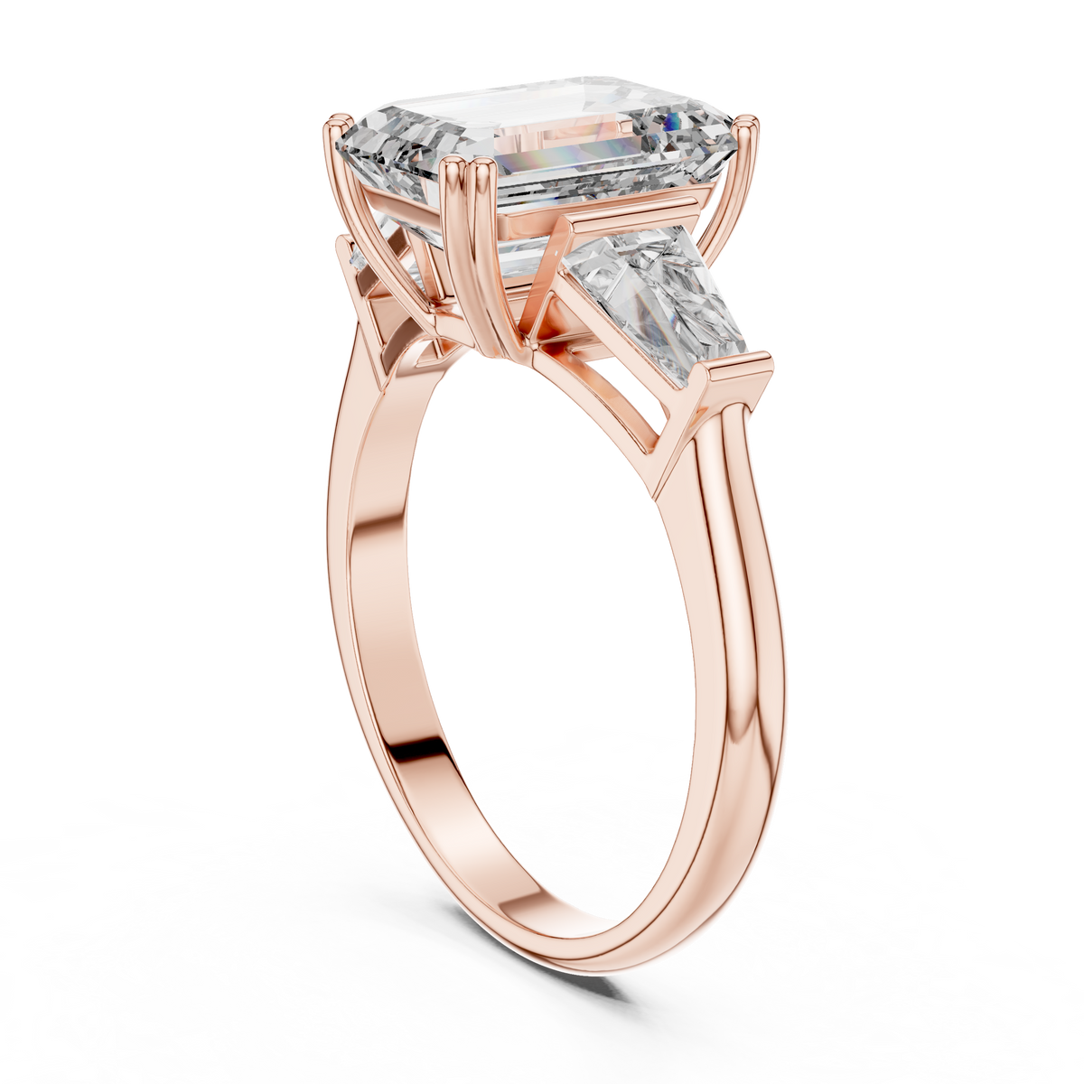 3.5ct TW Emerald Cut Lab-Grown Diamond Three Stone Ring