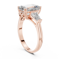 3.5ct TW Emerald Cut Lab-Grown Diamond Three Stone Ring in Rose Gold — Verasah fine jewellery