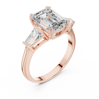 3.5ct TW Emerald Cut Lab-Grown Diamond Three Stone Ring in Rose Gold — Verasah fine jewellery