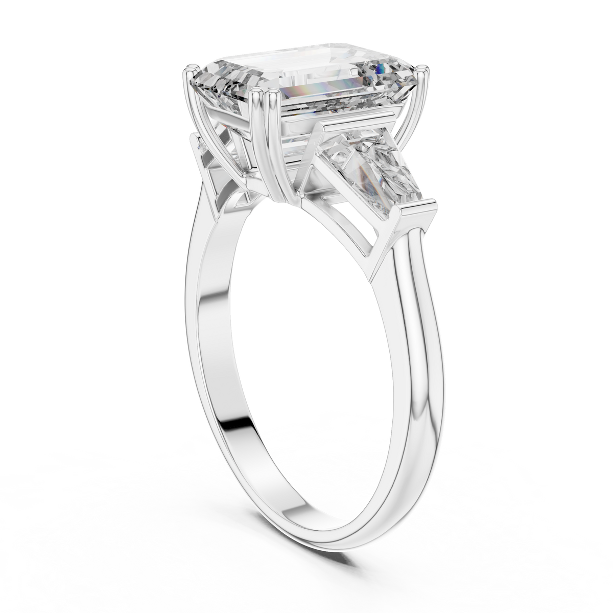 3.5ct TW Emerald Cut Lab-Grown Diamond Three Stone Ring