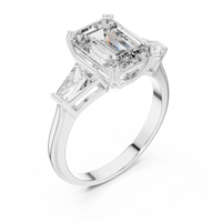 3.5ct TW Emerald Cut Lab-Grown Diamond Three Stone Ring in White Gold — Verasah fine jewellery