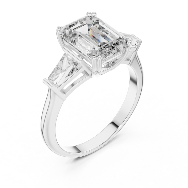 3.5ct TW Emerald Cut Lab-Grown Diamond Three Stone Ring