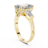 3.5ct TW Emerald Cut Lab-Grown Diamond Three Stone Ring in Yellow Gold — Verasah fine jewellery