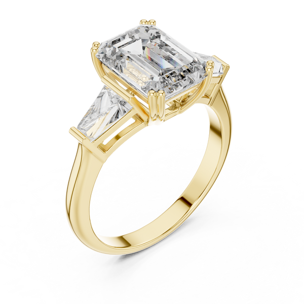 3.5ct TW Emerald Cut Lab-Grown Diamond Three Stone Ring