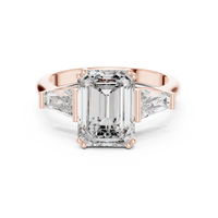 3.5ct TW Emerald Cut Lab-Grown Diamond Three Stone Ring in Rose Gold — Verasah fine jewellery