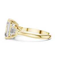 3.5ct TW Emerald Cut Lab-Grown Diamond Three Stone Ring in Yellow Gold — Verasah fine jewellery