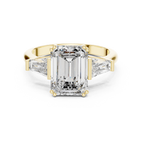 3.5ct TW Emerald Cut Lab-Grown Diamond Three Stone Ring in Yellow Gold — Verasah fine jewellery