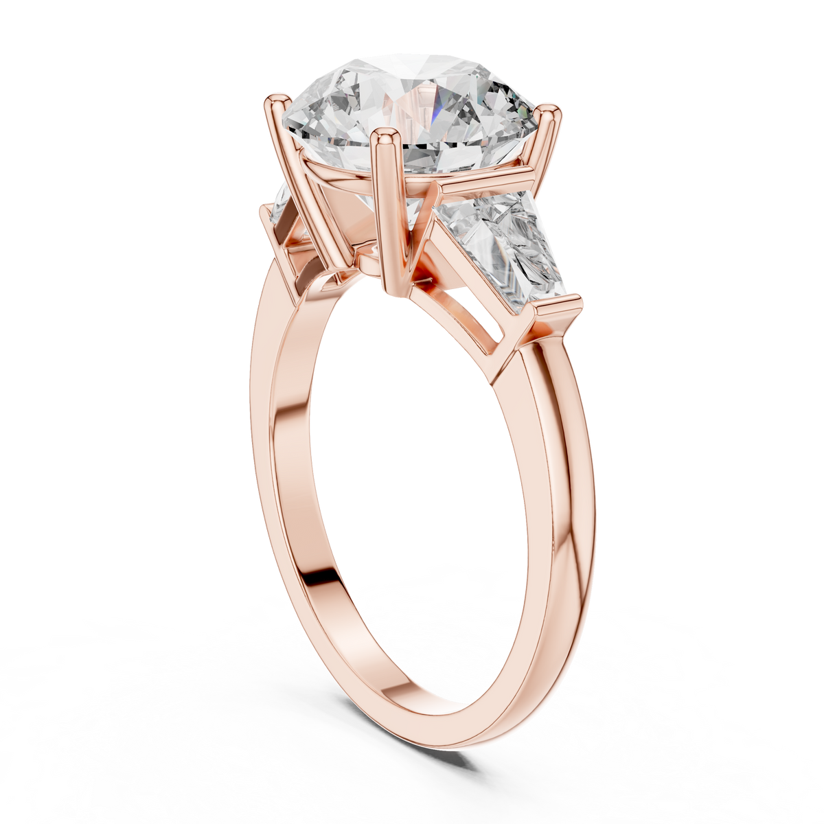 4.17ct TW Round and Baguette Lab-Grown Diamond Three Stone Ring