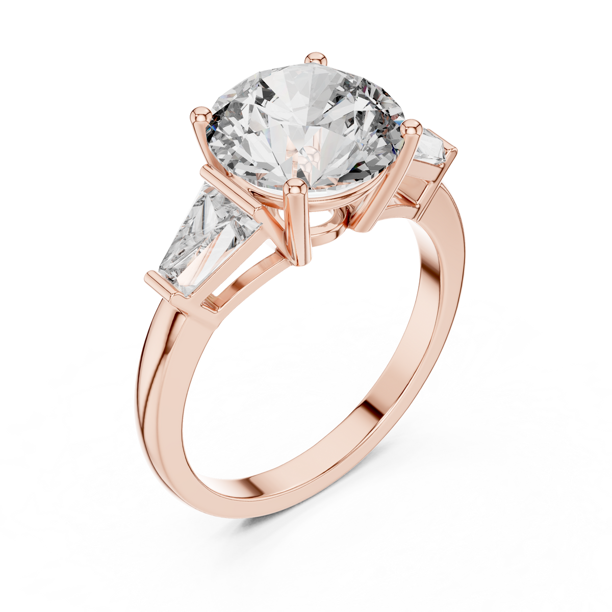 4.17ct TW Round and Baguette Lab-Grown Diamond Three Stone Ring