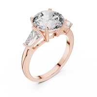 4.17ct TW Round and Baguette Lab-Grown Diamond Three Stone Ring in Rose Gold — Verasah fine jewellery