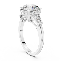 4.17ct TW Round and Baguette Lab-Grown Diamond Three Stone Ring in White Gold — Verasah fine jewellery