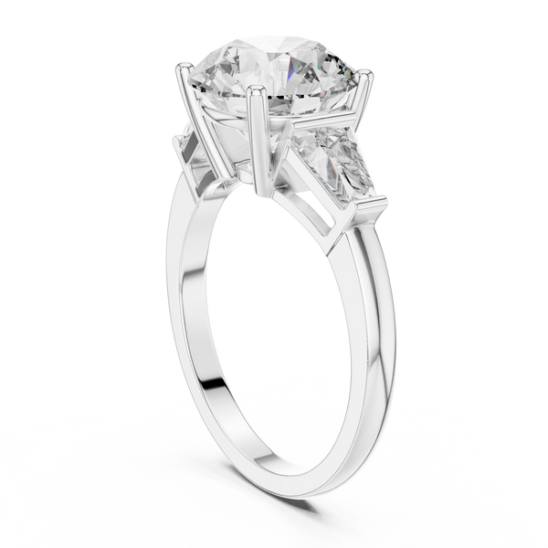 4.17ct TW Round and Baguette Lab-Grown Diamond Three Stone Ring