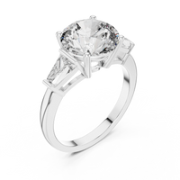 4.17ct TW Round and Baguette Lab-Grown Diamond Three Stone Ring in White Gold — Verasah fine jewellery