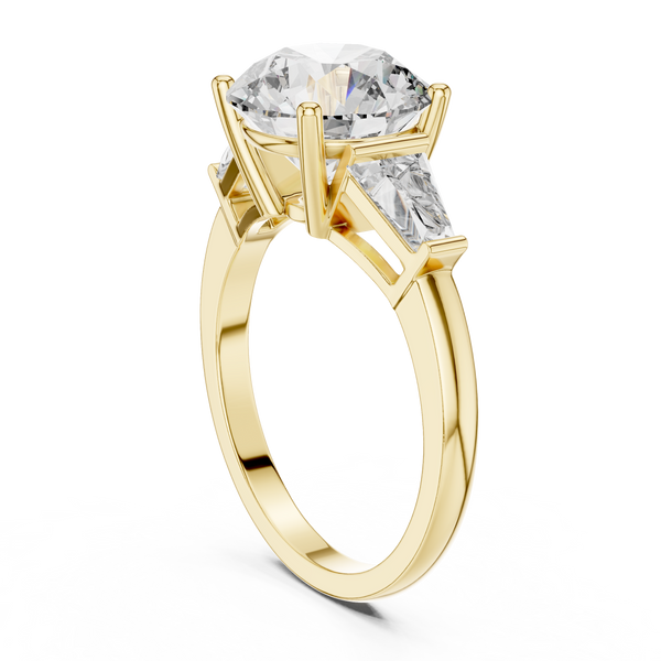 4.17ct TW Round and Baguette Lab-Grown Diamond Three Stone Ring