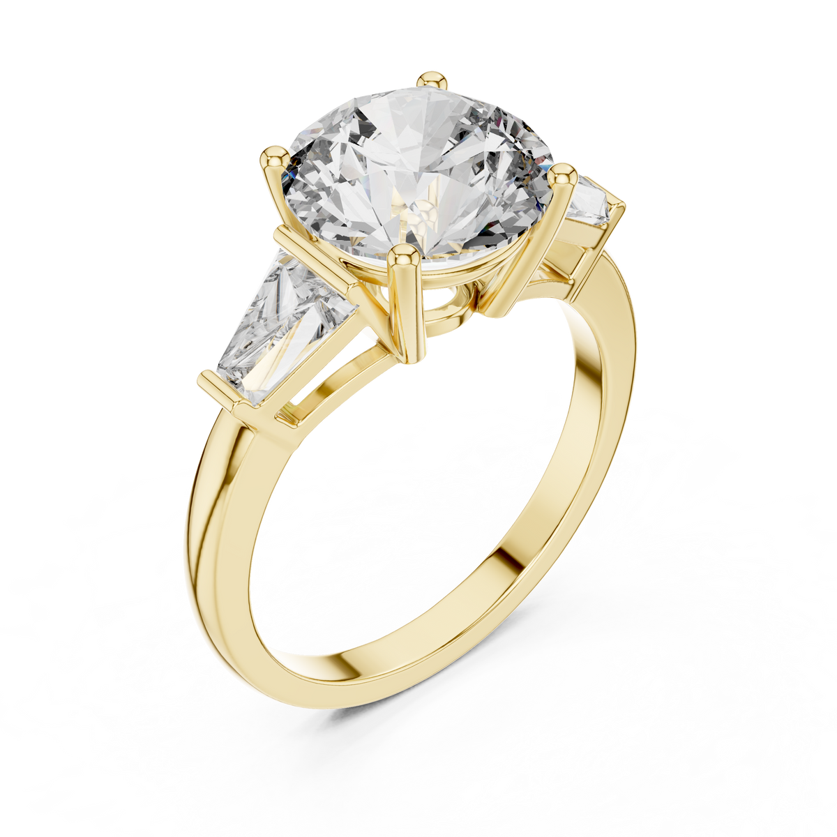4.17ct TW Round and Baguette Lab-Grown Diamond Three Stone Ring