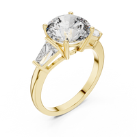 4.17ct TW Round and Baguette Lab-Grown Diamond Three Stone Ring in Yellow Gold — Verasah fine jewellery