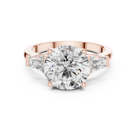 4.17ct TW Round and Baguette Lab-Grown Diamond Three Stone Ring in Rose Gold — Verasah fine jewellery