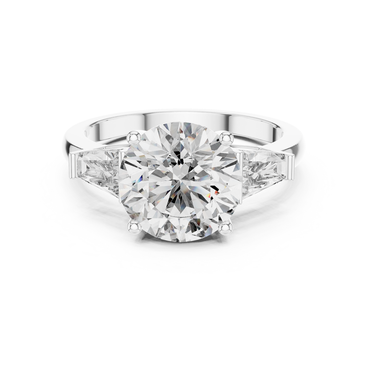 4.17ct TW Round and Baguette Lab-Grown Diamond Three Stone Ring