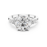 4.17ct TW Round and Baguette Lab-Grown Diamond Three Stone Ring in White Gold — Verasah fine jewellery