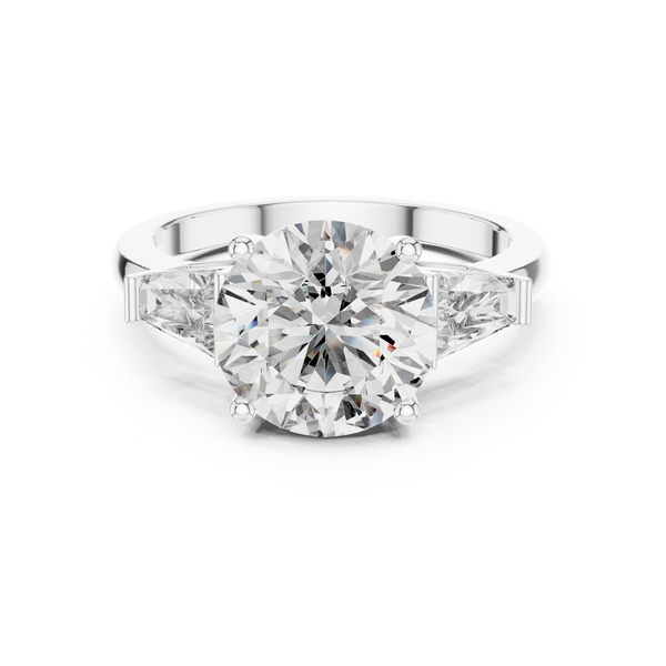 4.17ct TW Round and Baguette Lab-Grown Diamond Three Stone Ring