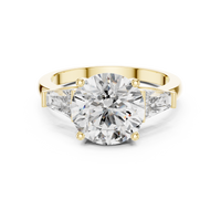 4.17ct TW Round and Baguette Lab-Grown Diamond Three Stone Ring in Yellow Gold — Verasah fine jewellery