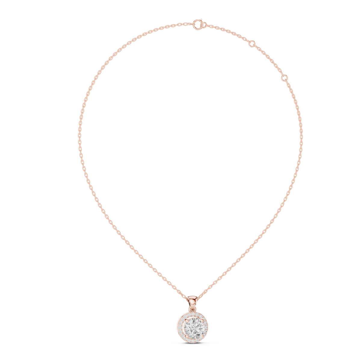 1.2ct TW Round Lab-Grown Diamond Halo Pendant Necklace