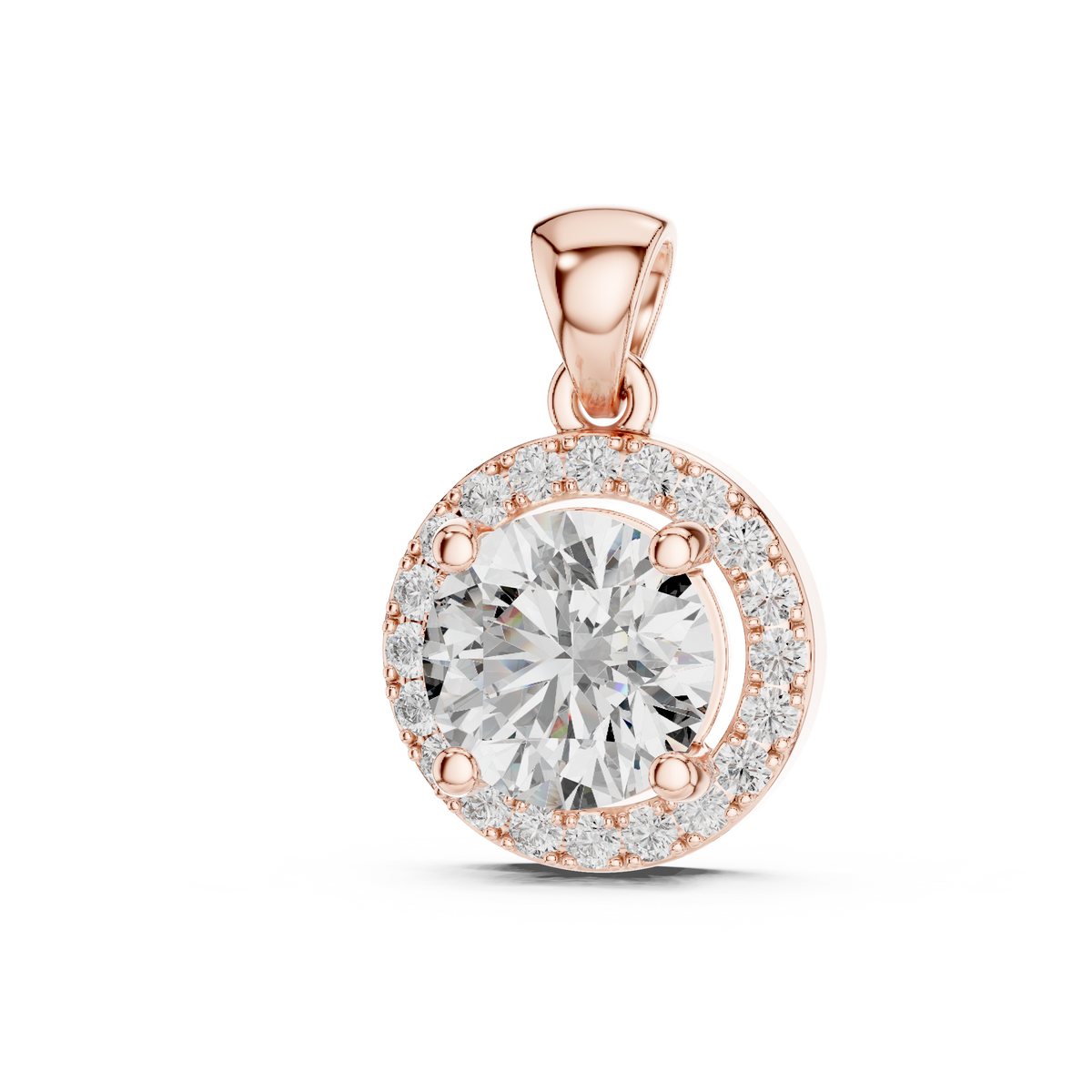 1.2ct TW Round Lab-Grown Diamond Halo Pendant Necklace