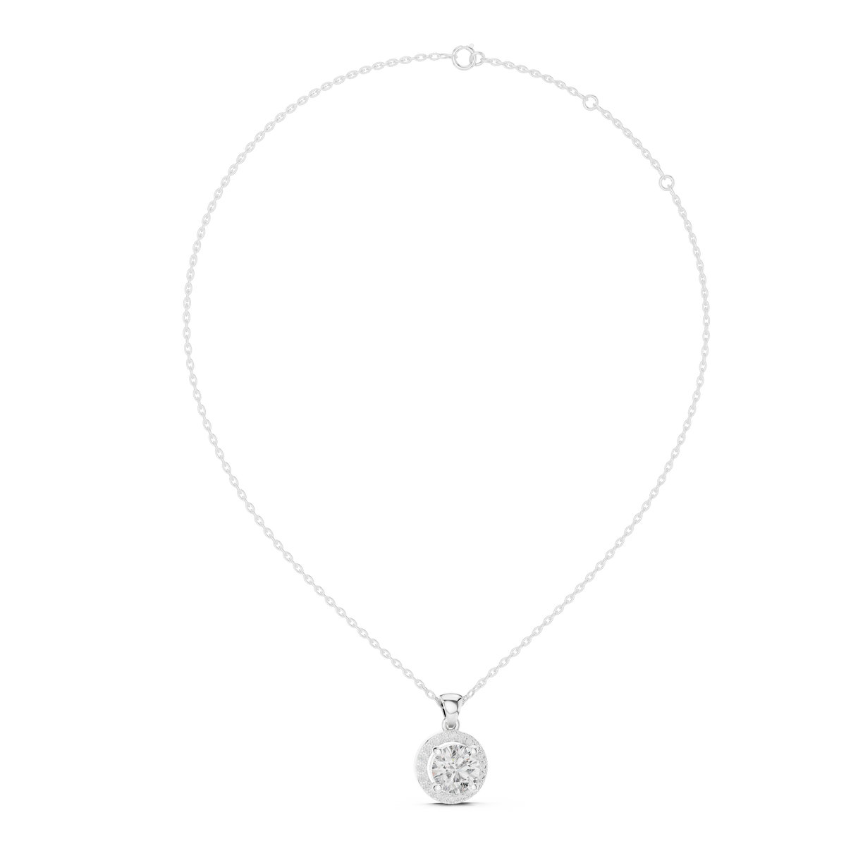 1.2ct TW Round Lab-Grown Diamond Halo Pendant Necklace