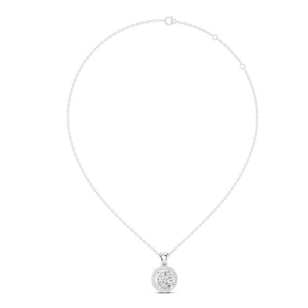 1.2ct TW Round Lab-Grown Diamond Halo Pendant Necklace