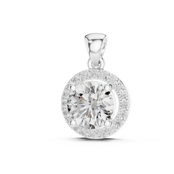1.2ct TW Round Lab-Grown Diamond Halo Pendant Necklace