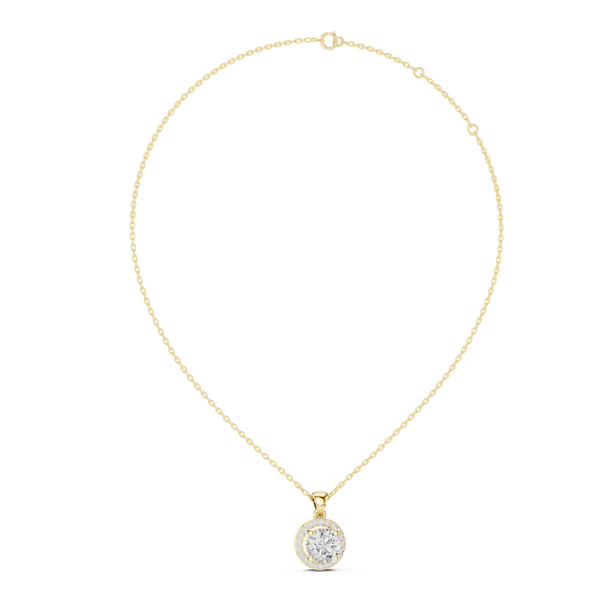 1.2ct TW Round Lab-Grown Diamond Halo Pendant Necklace