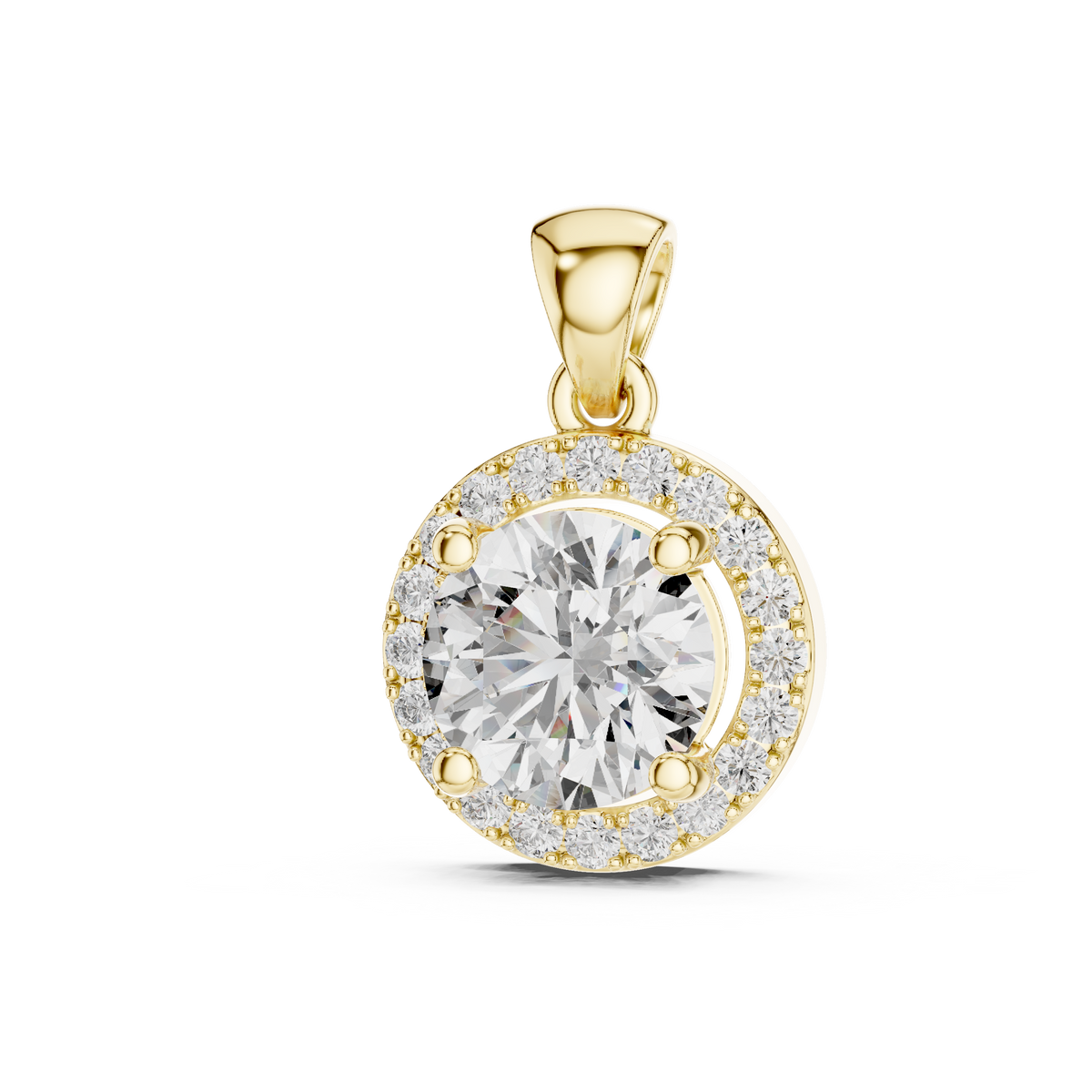 1.2ct TW Round Lab-Grown Diamond Halo Pendant Necklace