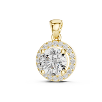 1.2ct TW Round Lab-Grown Diamond Halo Pendant Necklace in Yellow Gold — Verasah fine jewellery