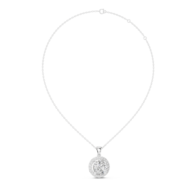 3.22ct TW Round Lab-Grown Diamond Halo Pendant Necklace