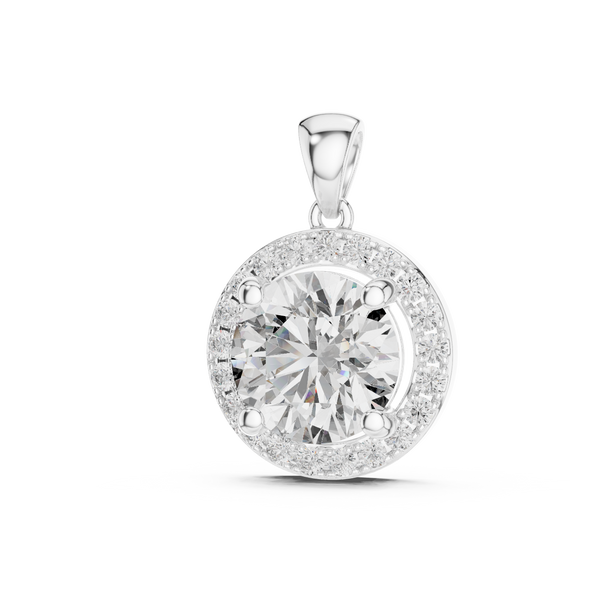 3.22ct TW Round Lab-Grown Diamond Halo Pendant Necklace