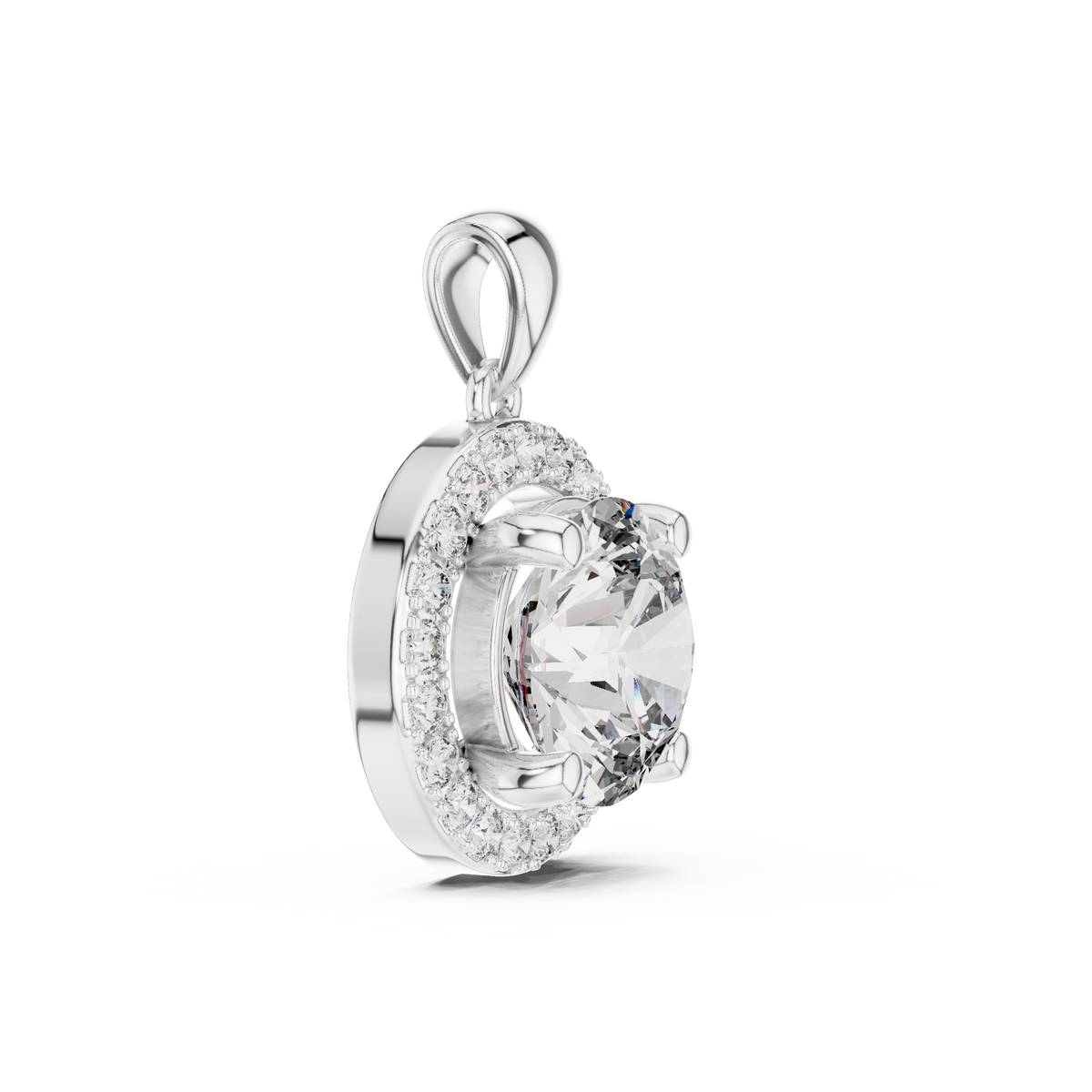 3.22ct TW Round Lab-Grown Diamond Halo Pendant Necklace