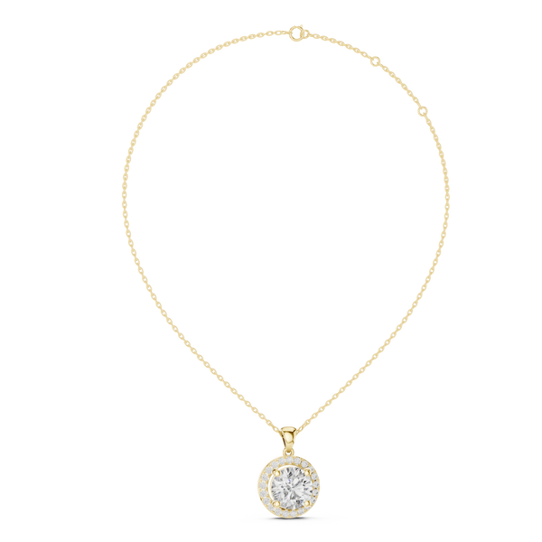 3.22ct TW Round Lab-Grown Diamond Halo Pendant Necklace