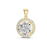 3.22ct TW Round Lab-Grown Diamond Halo Pendant Necklace in Yellow Gold — Verasah fine jewellery