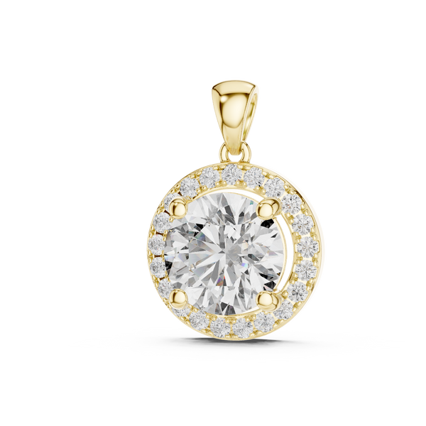 3.22ct TW Round Lab-Grown Diamond Halo Pendant Necklace