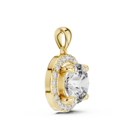 3.22ct TW Round Lab-Grown Diamond Halo Pendant Necklace in Yellow Gold — Verasah fine jewellery