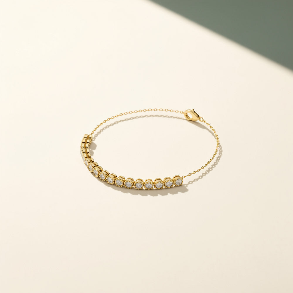 1.43ct TW Round Lab-Grown Diamond Cluster Station Bracelet
