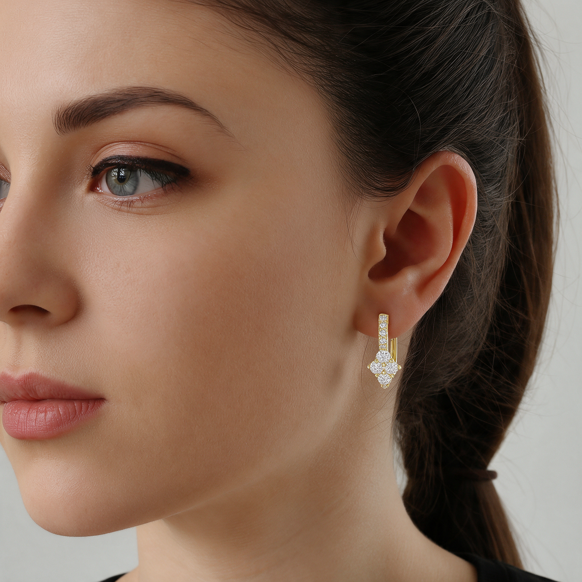 0.5ct TW Round Lab-Grown Diamond Cluster Hoop Earrings